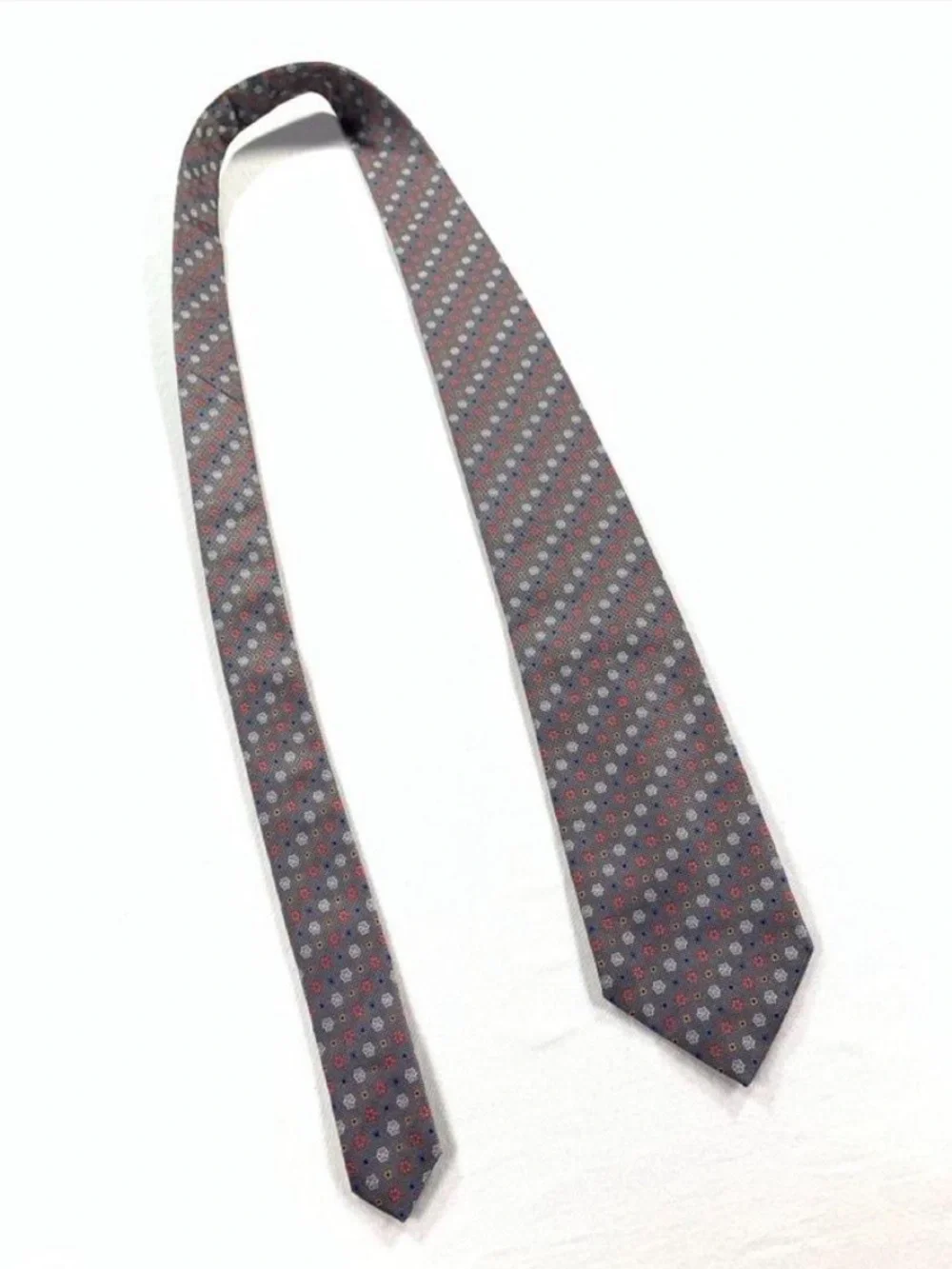 Barney’s New York 100% Silk Tie Gray Floral Micro-Pattern Formal Business
